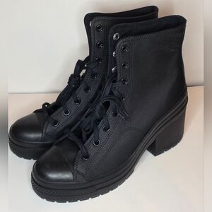 BNWOB Converse Chuck 70 De Luxe Heel Leather Boots Sz Wmns 13/Mens 11 Black